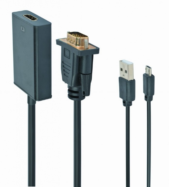 Adaptor VGA la HDMI cu audio si alimentare USB, Gembird A-VGA-HDMI-01 Gembird conectica.ro imagine 2022 3foto.ro